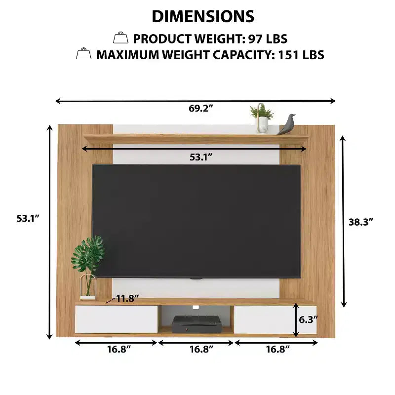 Meuble TV multimédia mural multi-rangements