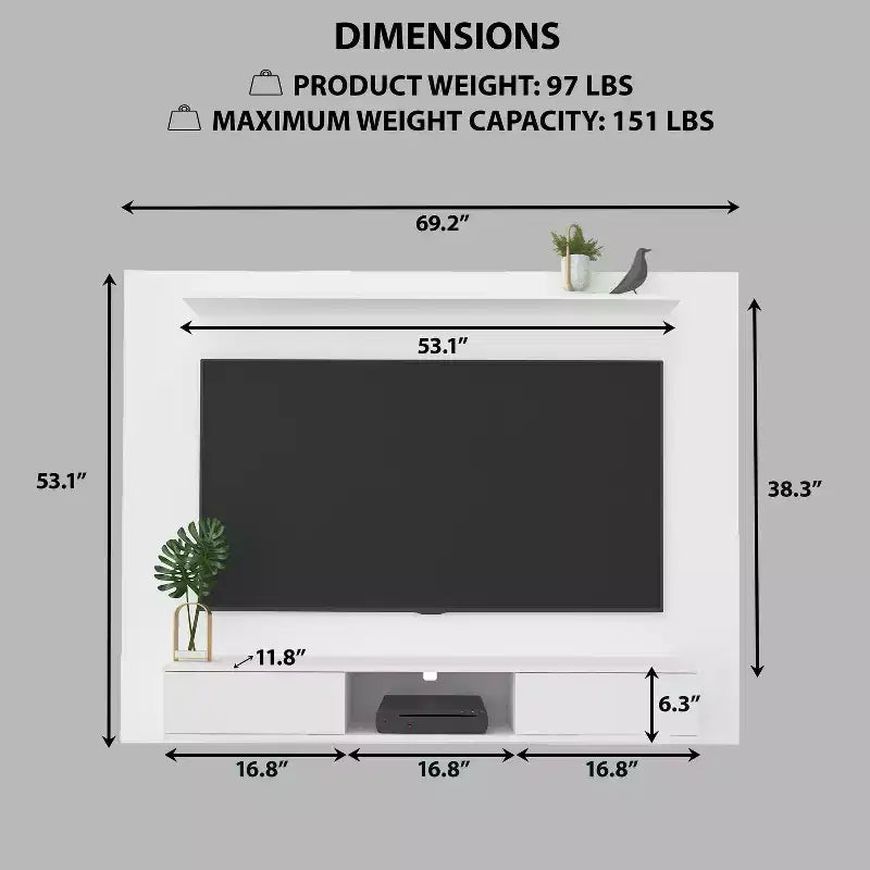 Meuble TV multimédia mural multi-rangements