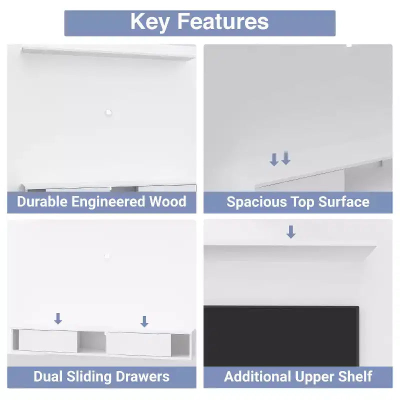 Meuble TV multimédia mural multi-rangements