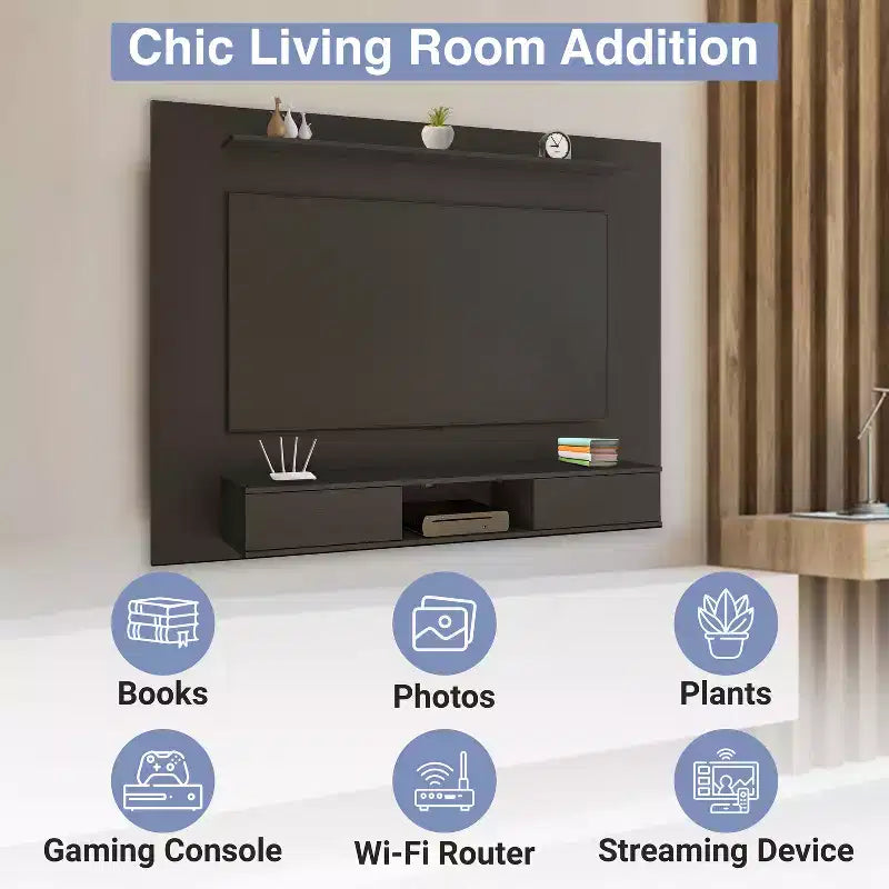 Meuble TV multimédia mural multi-rangements