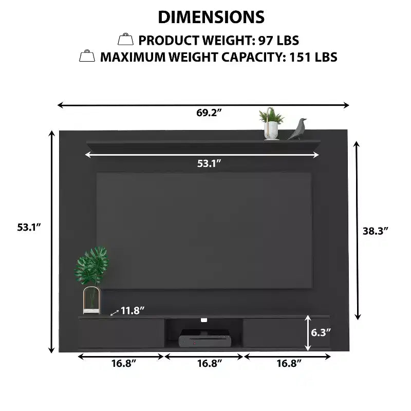 Meuble TV multimédia mural multi-rangements
