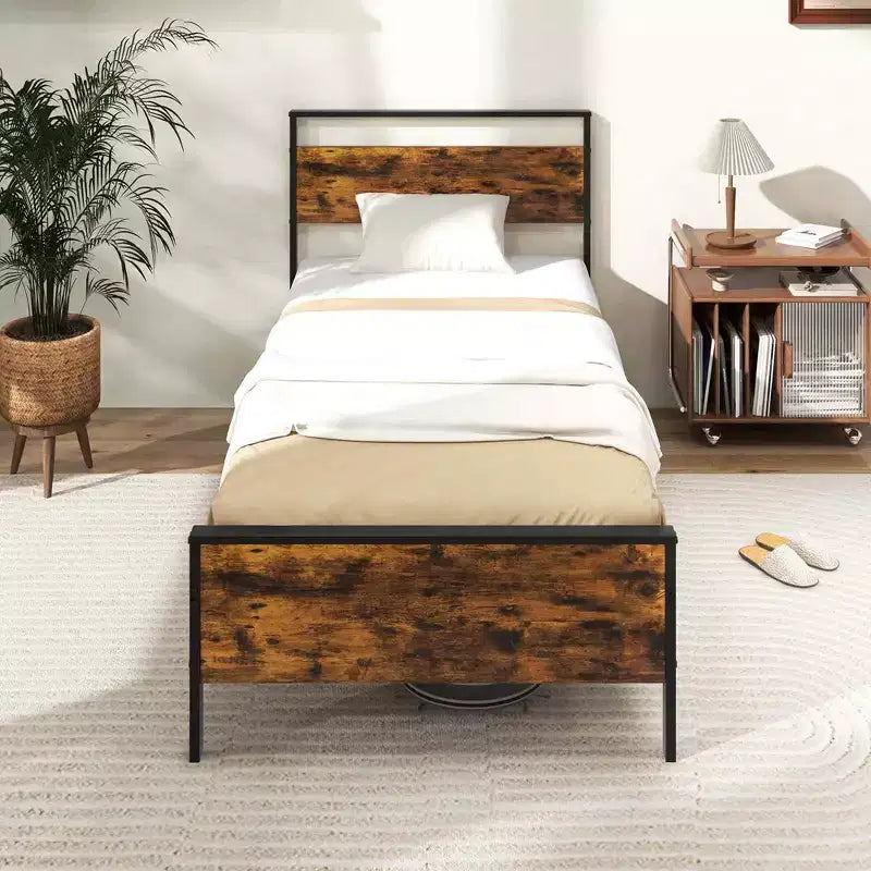 Cadre de lit double/grand lit/très grand lit avec tête et pied de lit en bois et rangement sous le lit
