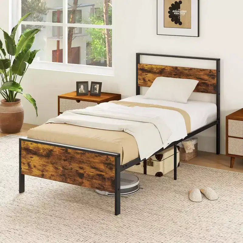 Cadre de lit double/grand lit/très grand lit avec tête et pied de lit en bois et rangement sous le lit