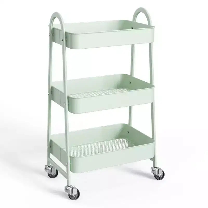 Metal Utility Storage Organizer, 3 Tier Small Rolling Cart Trolley for Kitchen, Bathroom, Laundry Room, Bar, Office Shelves