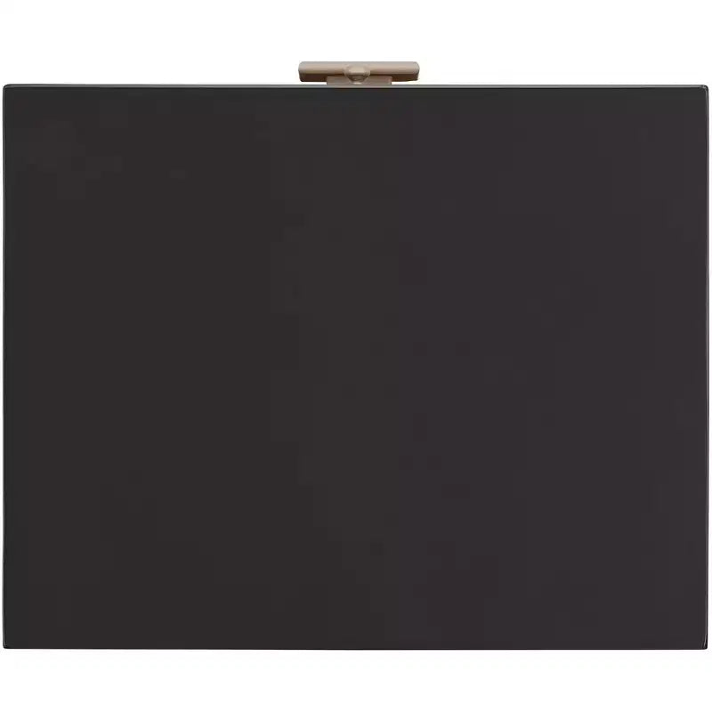 Table d'appoint large noire et métallique à 2 tiroirs
