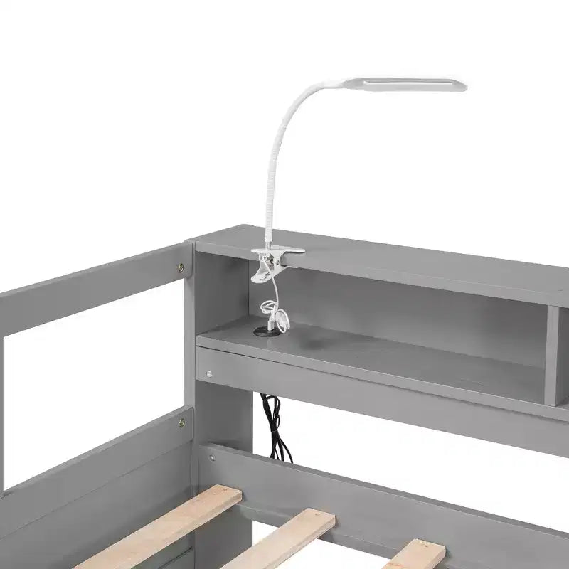 Lit de repos en bois avec 2 lits gigognes, 3 compartiments de rangement, 1 lampe gratuite et port de chargement USB