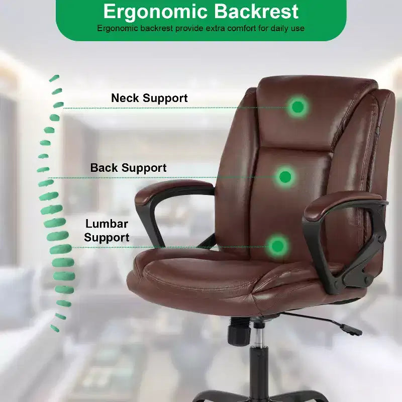 Chaise de bureau Chaise de direction en cuir PU respirant avec roulettes