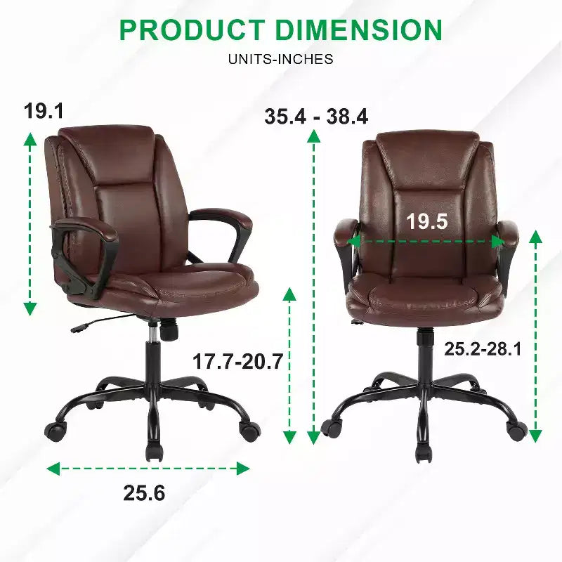 Chaise de bureau Chaise de direction en cuir PU respirant avec roulettes