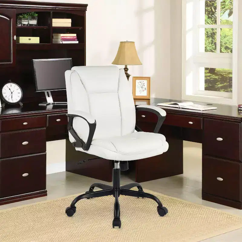 Chaise de bureau Chaise de direction en cuir PU respirant avec roulettes