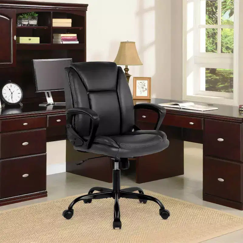 Chaise de bureau Chaise de direction en cuir PU respirant avec roulettes