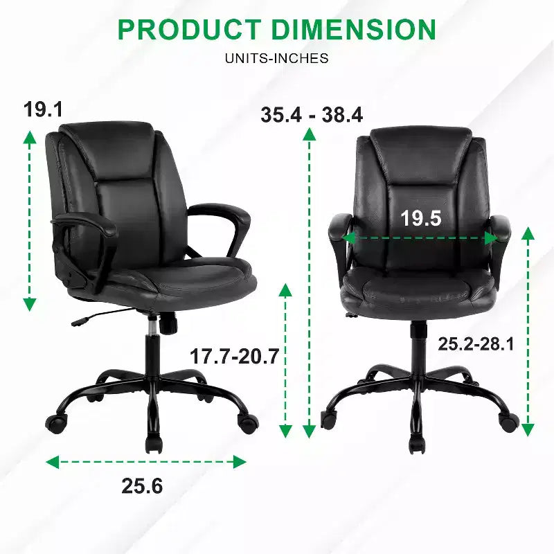 Chaise de bureau Chaise de direction en cuir PU respirant avec roulettes