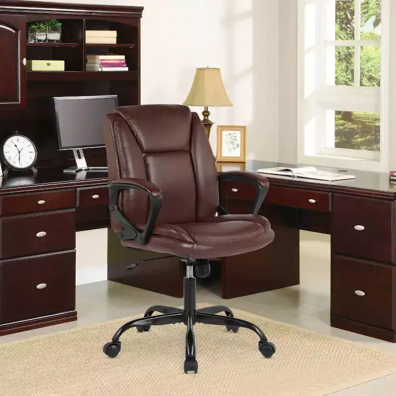 Chaise de bureau Chaise de direction en cuir PU respirant avec roulettes