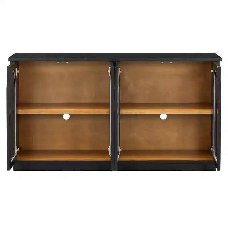 Buffet, Meuble de rangement voûté avec 4 portes vitrées, étagères réglables pour cuisine, salle à manger et salon