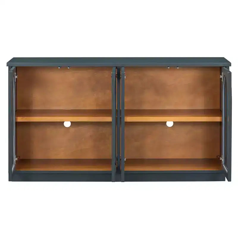 Buffet, Meuble de rangement voûté avec 4 portes vitrées, étagères réglables pour cuisine, salle à manger et salon