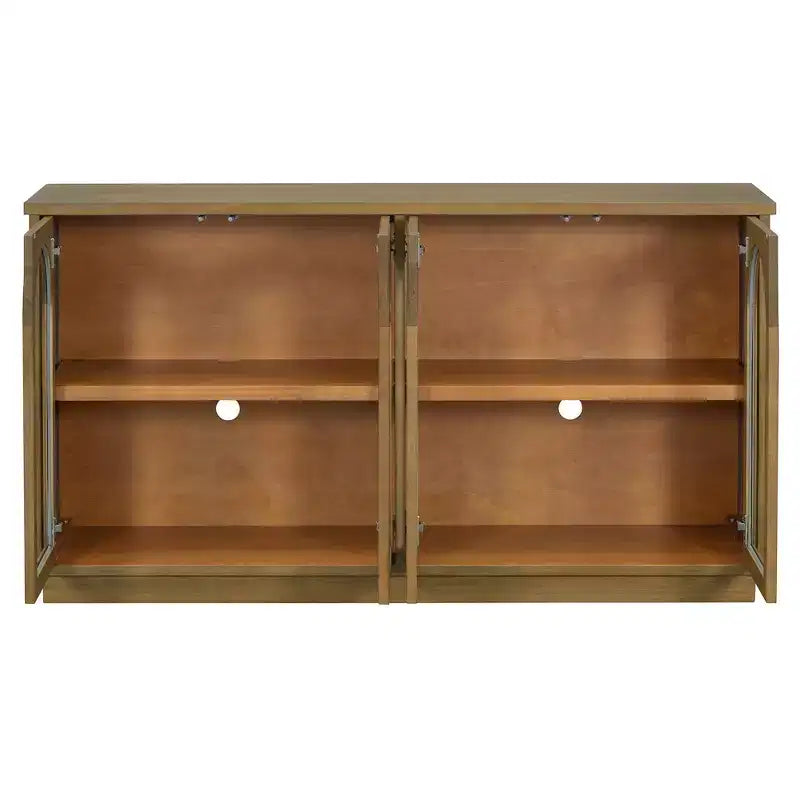 Buffet, Meuble de rangement voûté avec 4 portes vitrées, étagères réglables pour cuisine, salle à manger et salon