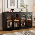57.7W Sideboard, Arched Storage Buffet Cabinet with 4 Glass Doors, Adjustable Shelves for Kitchen, Dining and Living Room -ModernLuxe