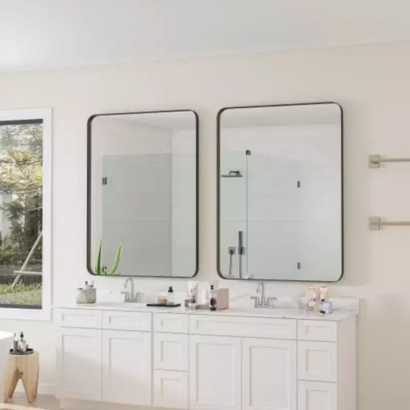 Miroir Mural 30x40 Pouces Noir Rectangulaire Cadre Métallique Miroir de Maquillage Miroir de Coiffeuse, pour Salle de Bain, Salon, Décoration Murale de Chambre à Coucher