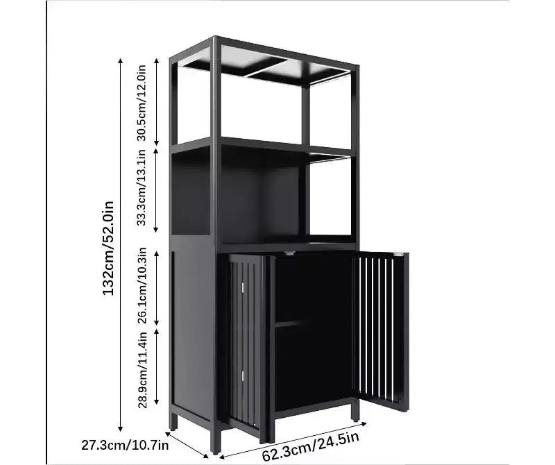Meuble de rangement de salle de bain autoportant en bambou avec 2 portes magnétiques et étagères, 24,5 po de largeur