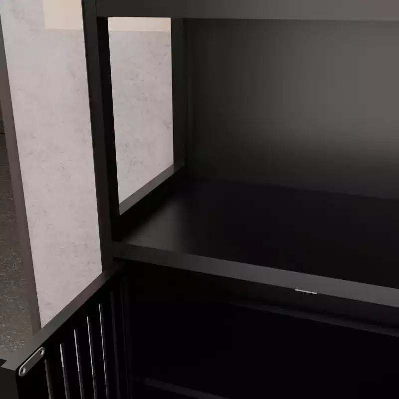 Meuble de rangement de salle de bain autoportant en bambou avec 2 portes magnétiques et étagères, 24,5 po de largeur