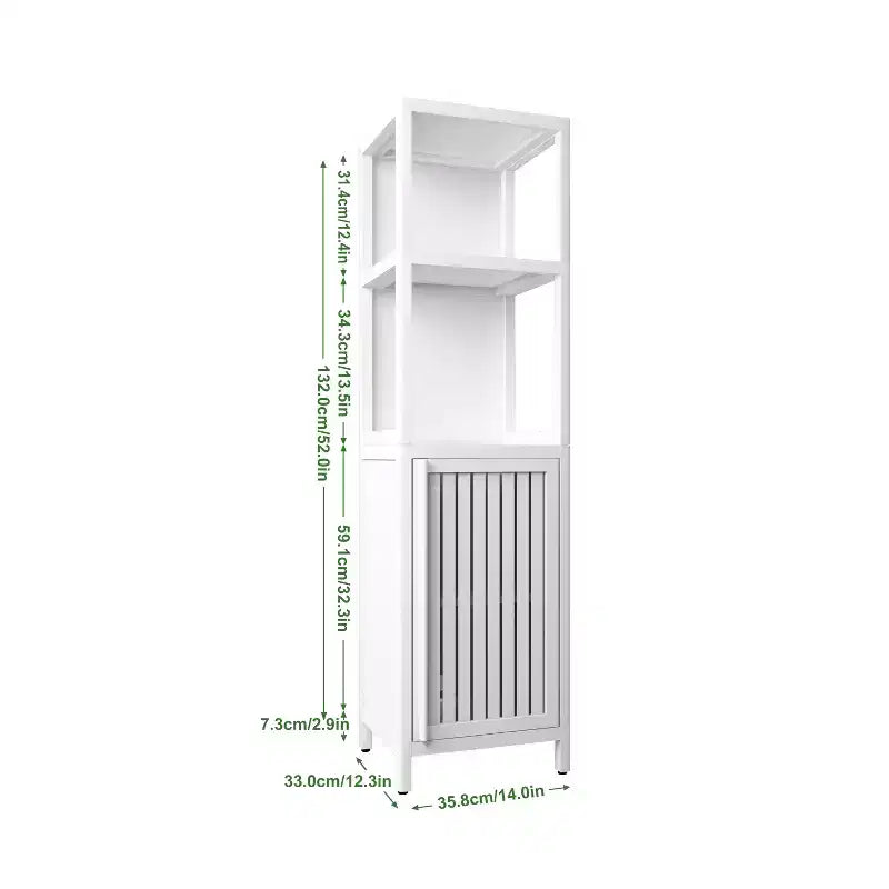 Armoire haute de salle de bain en bambou avec persiennes et étagères
