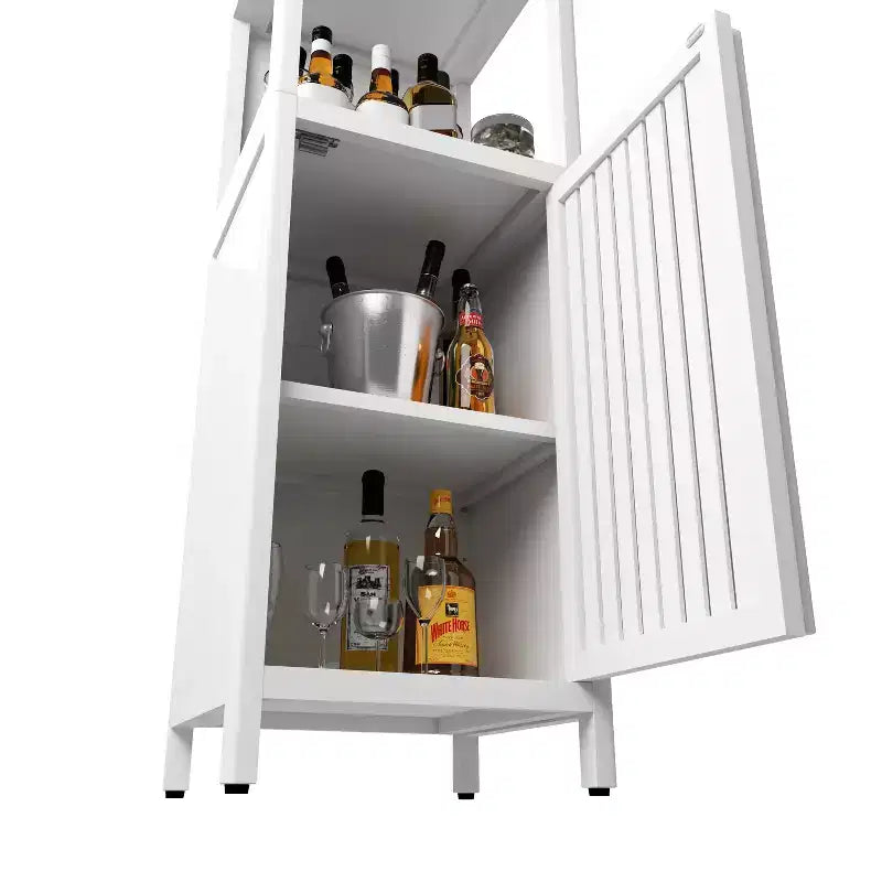 Armoire haute de salle de bain en bambou avec persiennes et étagères