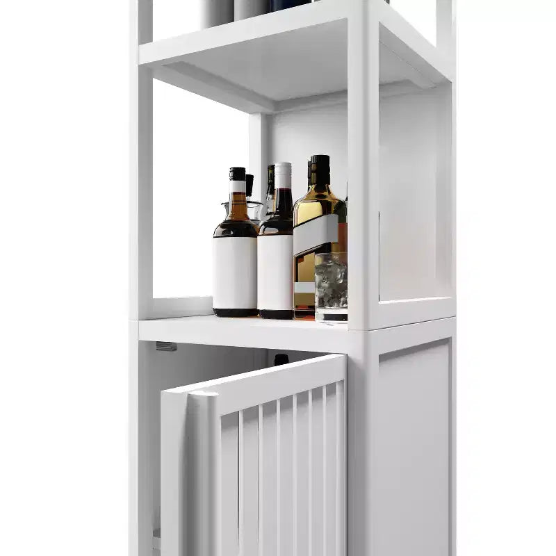 Armoire haute de salle de bain en bambou avec persiennes et étagères