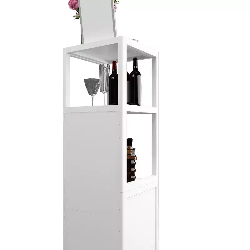 Armoire haute de salle de bain en bambou avec persiennes et étagères