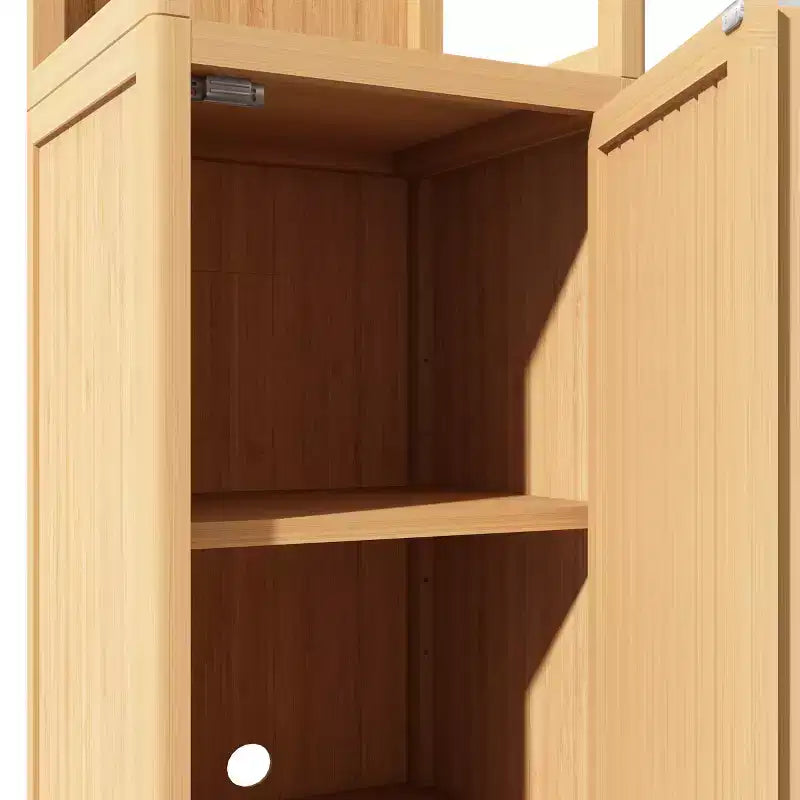 Armoire haute de salle de bain en bambou avec persiennes et étagères