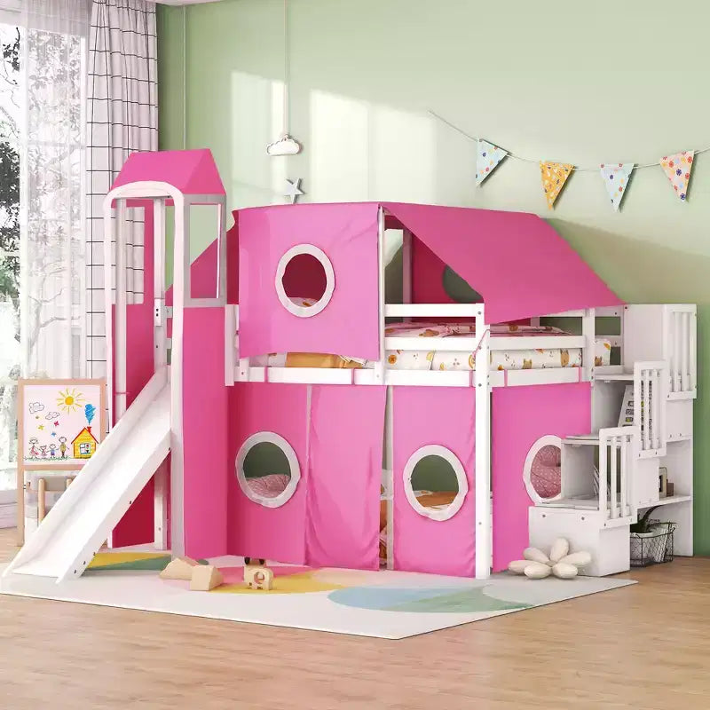 Lit mezzanine une place avec tente et tour de jeu