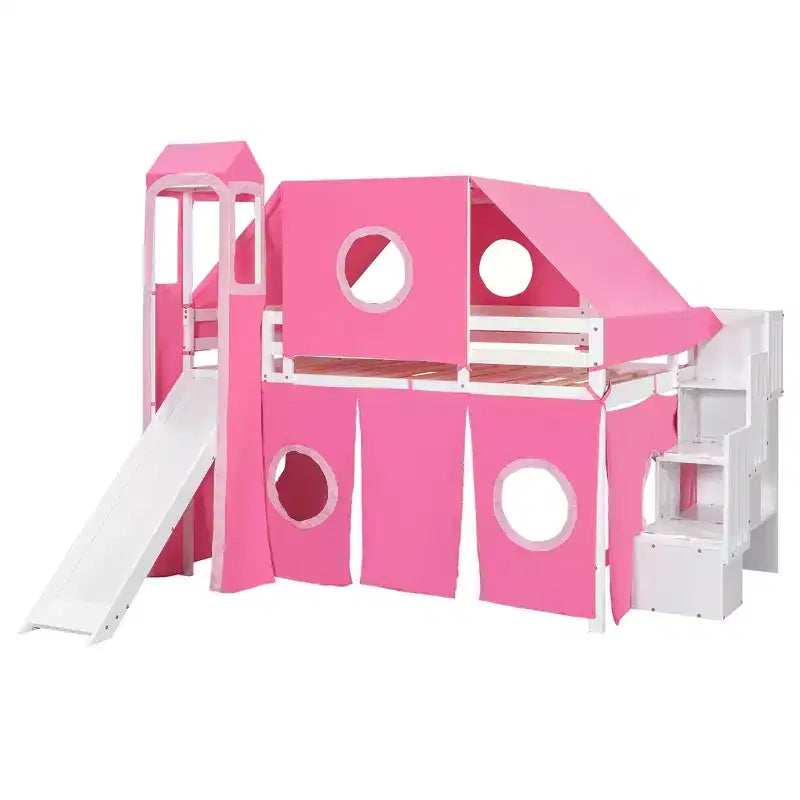 Lit mezzanine une place avec tente et tour de jeu