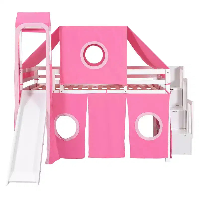 Lit mezzanine une place avec tente et tour de jeu