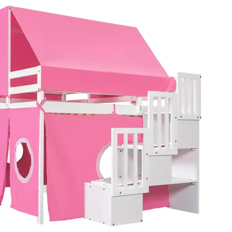 Lit mezzanine une place avec tente et tour de jeu