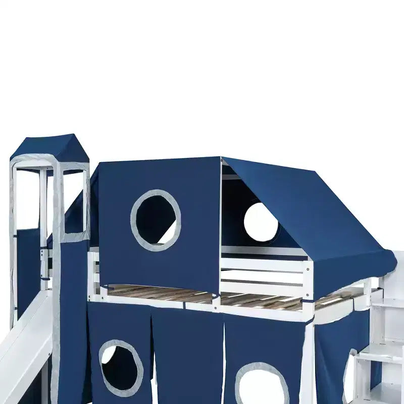 Lit mezzanine une place avec tente et tour de jeu