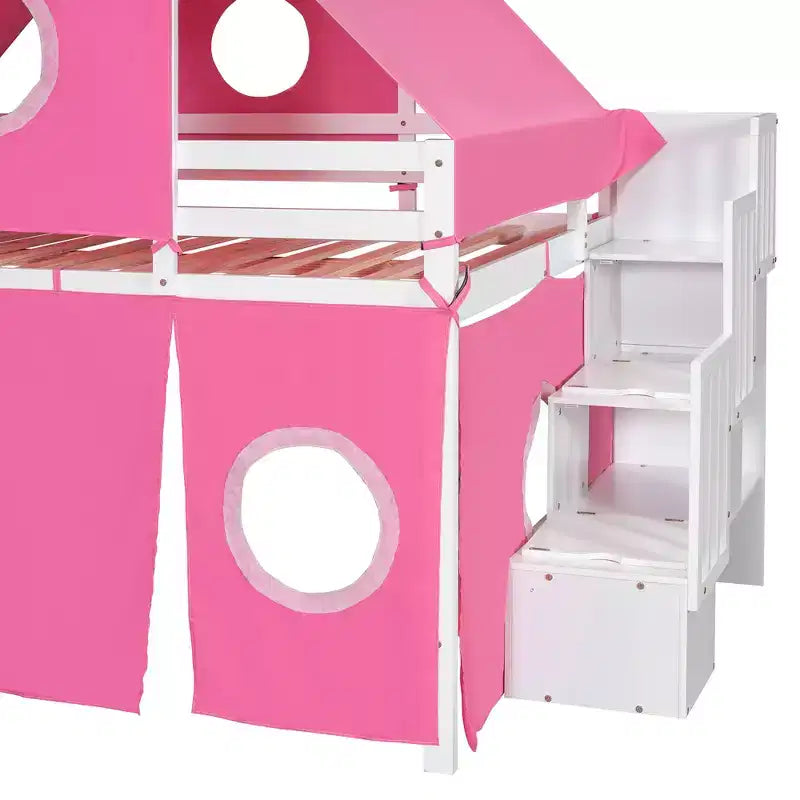 Lit mezzanine une place avec tente et tour de jeu