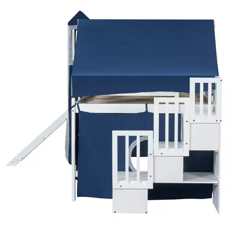 Lit mezzanine une place avec tente et tour de jeu