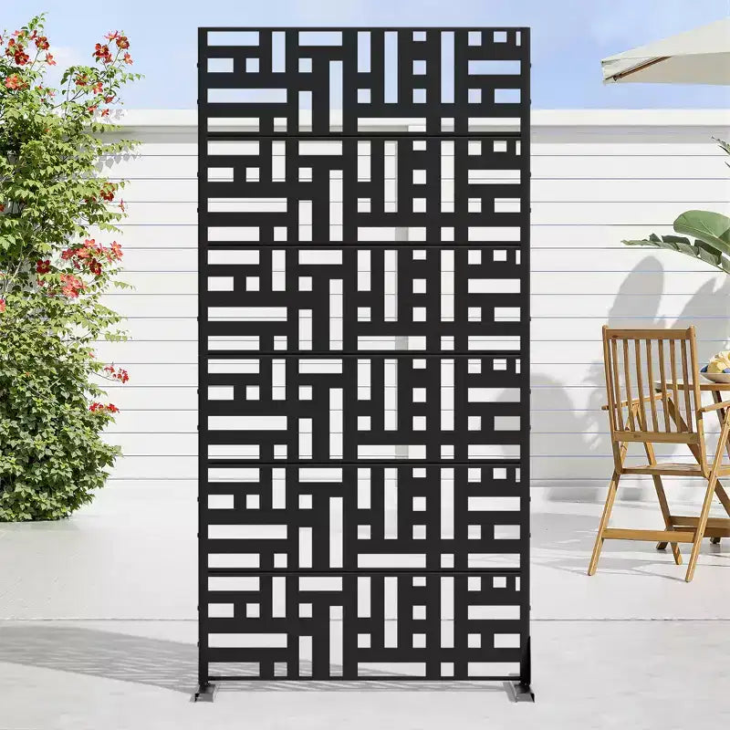 Jardinière en métal noir 72 H35W avec treillis brise-vue pour terrasse de café, jardin et balcons