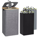Hausource 100L Gray Laundry Hamper & Recycling Bin with Lid, 2 Liners, Collapsible, Waterproof