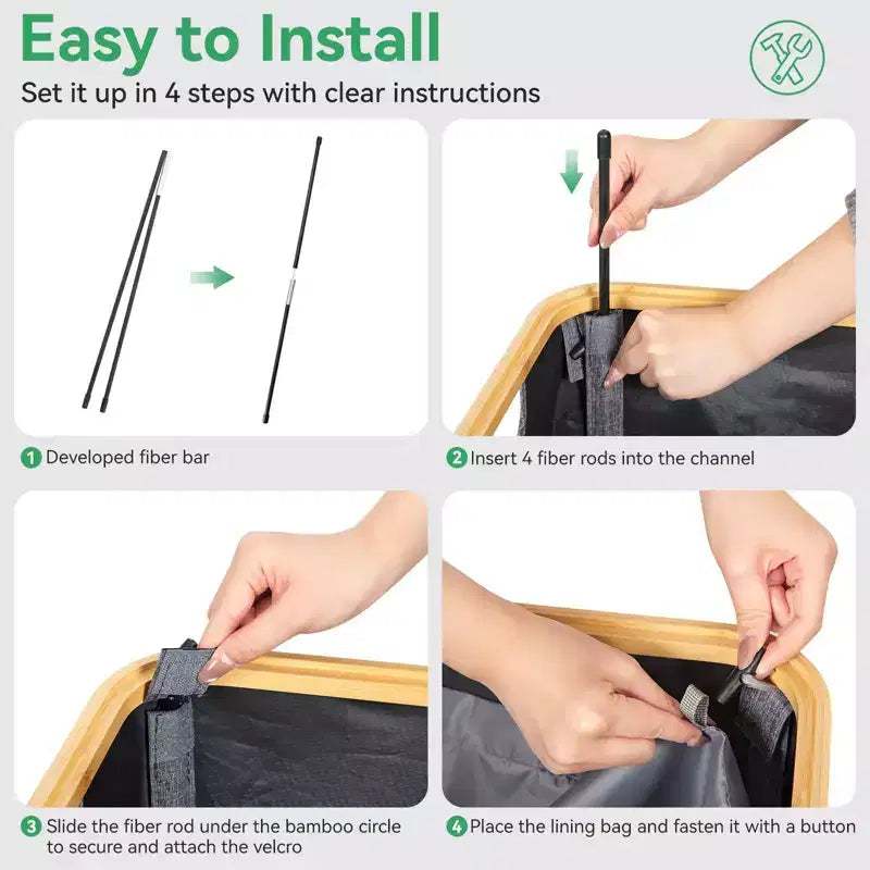 Panier à linge et bac de recyclage gris de 100 L avec couvercle, 2 sacs de doublure, pliable, imperméable