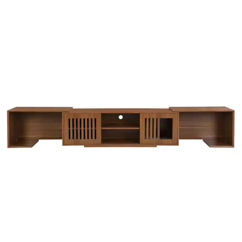 Meuble TV extensible avec bac à litière intégré pour chat, Meuble TV pour chat, Mobilier adapté aux chats, Moderne Mid-Century, Noyer