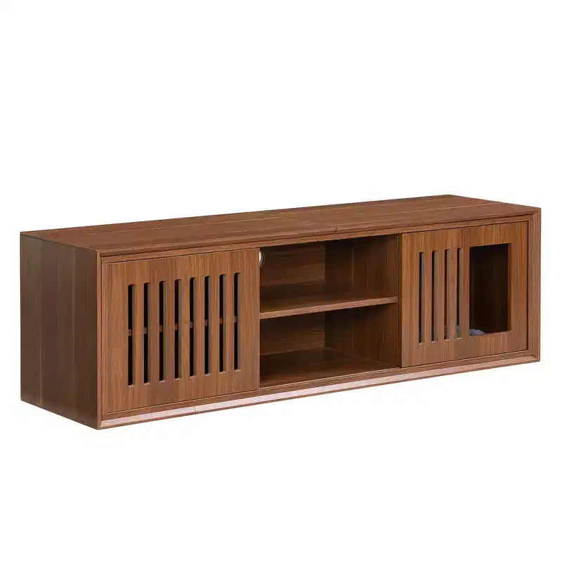 Meuble TV extensible avec bac à litière intégré pour chat, Meuble TV pour chat, Mobilier adapté aux chats, Moderne Mid-Century, Noyer