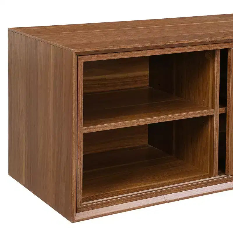 Meuble TV extensible avec bac à litière intégré pour chat, Meuble TV pour chat, Mobilier adapté aux chats, Moderne Mid-Century, Noyer