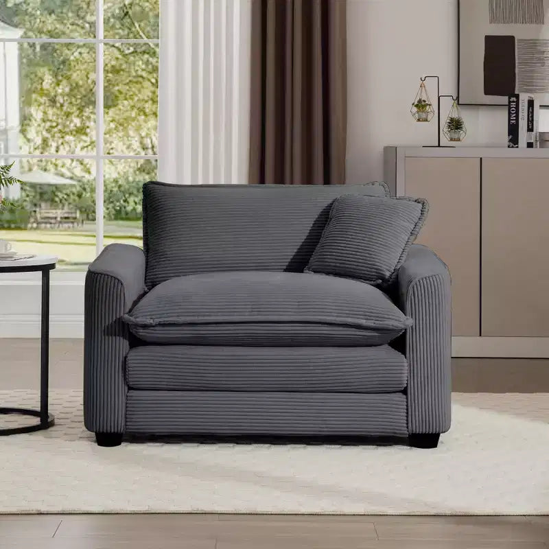 Canapé simple moderne en velours côtelé 45, fauteuil club avec oreiller