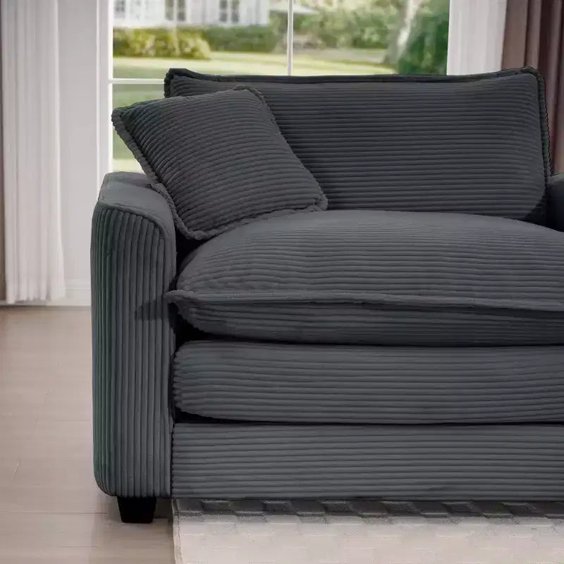 Canapé simple moderne en velours côtelé 45, fauteuil club avec oreiller