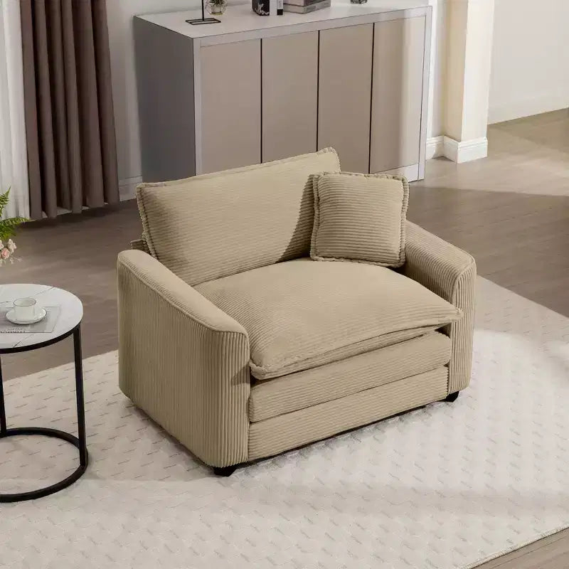 Canapé simple moderne en velours côtelé 45, fauteuil club avec oreiller