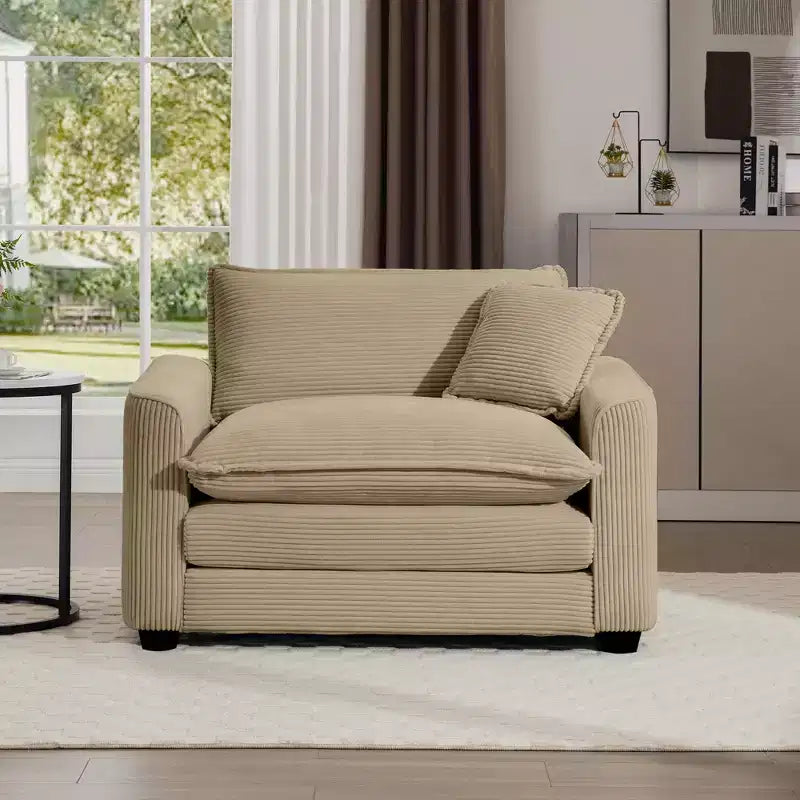 Canapé simple moderne en velours côtelé 45, fauteuil club avec oreiller