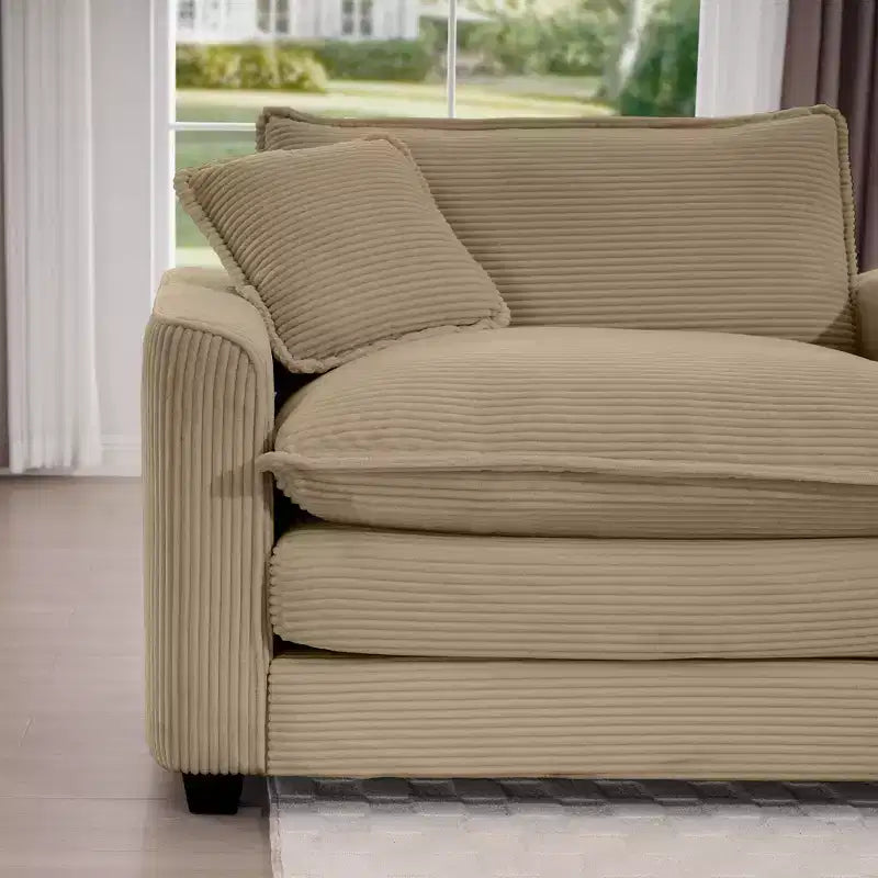 Canapé simple moderne en velours côtelé 45, fauteuil club avec oreiller