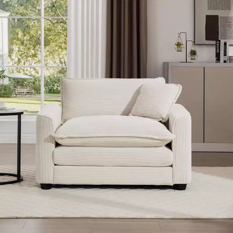 Canapé simple moderne en velours côtelé 45, fauteuil club avec oreiller