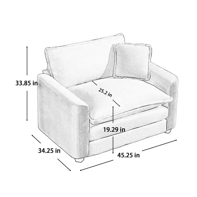Canapé simple moderne en velours côtelé 45, fauteuil club avec oreiller