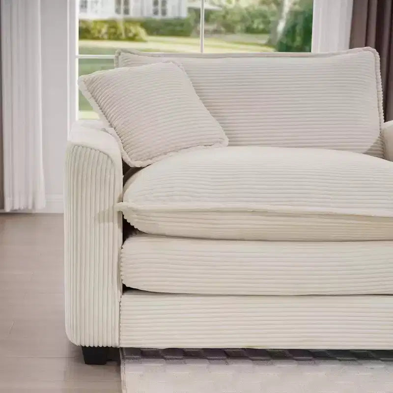Canapé simple moderne en velours côtelé 45, fauteuil club avec oreiller