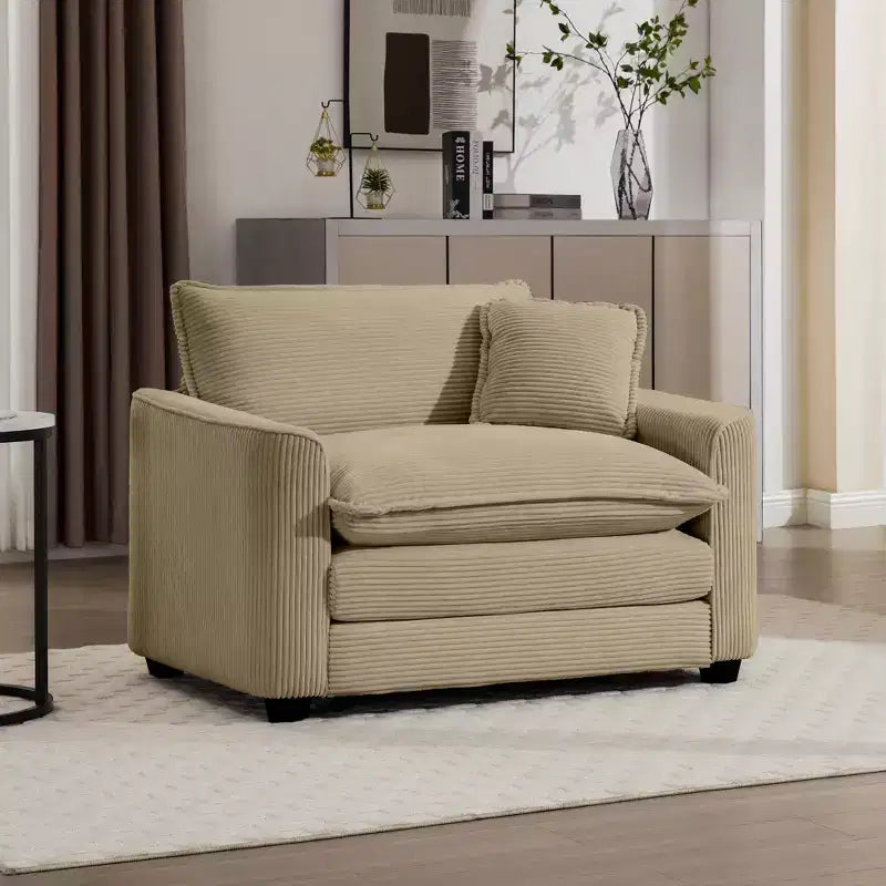 Canapé simple moderne en velours côtelé 45, fauteuil club avec oreiller